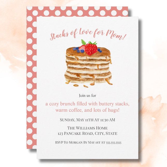 Watercolor Berry Pancake Mother's Day Brunch Invitation (Creator Uploaded)