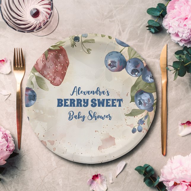 Watercolor Berry Sweet Baby Shower Paper Plate (Creator Uploaded)