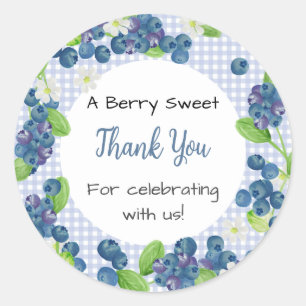 Watercolor Berry Sweet Blue Baby Shower Classic Round Sticker
