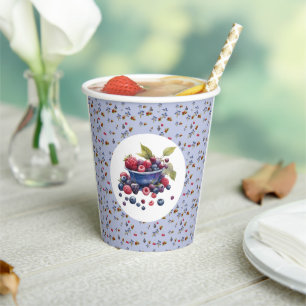 Watercolor Berry Sweet Blueberries Baby Shower Paper Cups