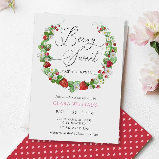 Watercolor Berry Sweet Bridal Shower Invitation (Creator Uploaded)