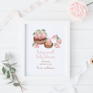 Watercolor Berry Sweet Chocolate Cake Baby Shower Poster