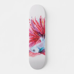 Watercolor Betta Fish Colourful Artistic Skateboard