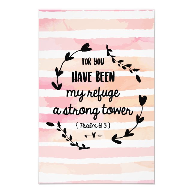 Watercolor Bible Journalling Psalms Quote Christia Photo Print (Front)