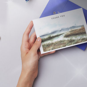 Watercolor Big Sky Mountains Sympathy Thank You  Card