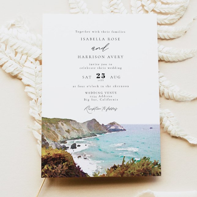 Watercolor Big Sur California Coast Wedding Invitation (Creator Uploaded)