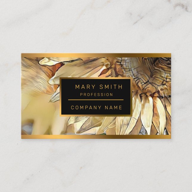 Watercolor Big Yellow Sunflower Elegant Collection Business Card (Front)