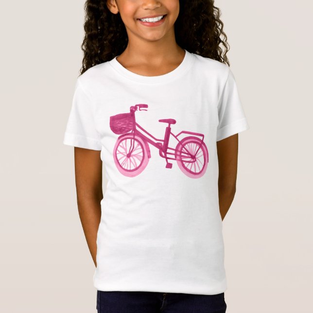 Watercolor Bike- Pink T-Shirt (Front)
