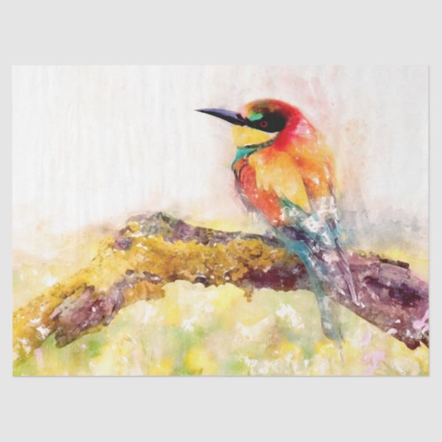 Watercolor Bird 1 Decoupage Wall Art Tissue Paper (Front)