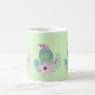 Watercolor Bird and Flower Coffee Mug
