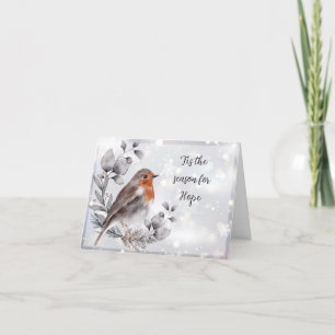Watercolor bird and snow custom holiday card