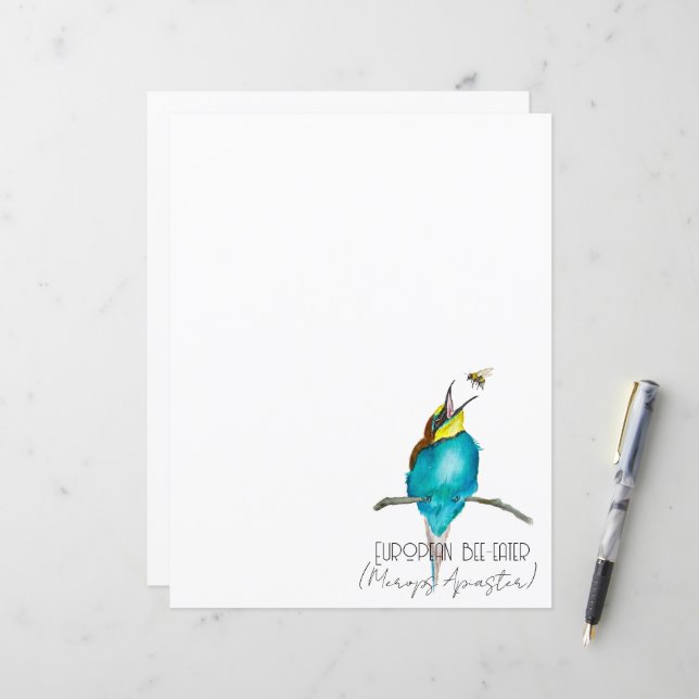 Watercolor bird (European bee-eater) (Front/Back In Situ)