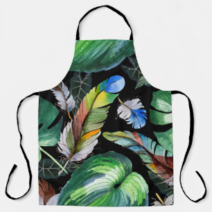 Watercolor bird feather pattern from wing. Aquarel Apron