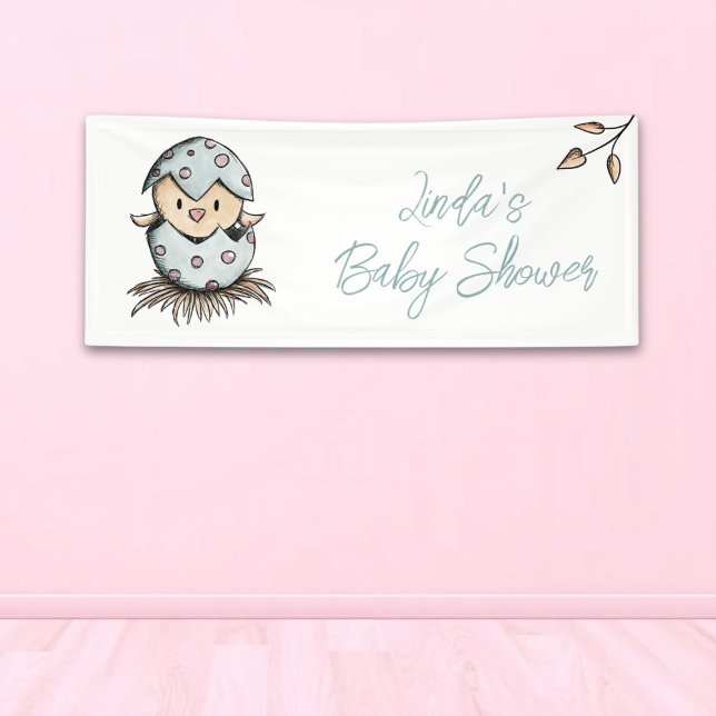 Watercolor Bird Gender Neutral Baby Shower Banner (Creator Uploaded)