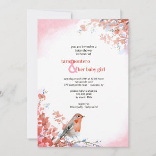 Watercolor Bird in Pink Invitation