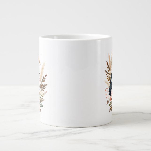 Watercolor bird large coffee mug (Front)