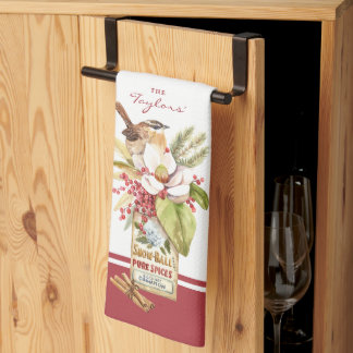 Watercolor Bird Magnolia Flower Kitchen Towels
