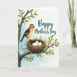 Watercolor Bird Nest Card