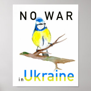 Watercolor bird No war in Ukraine Poster