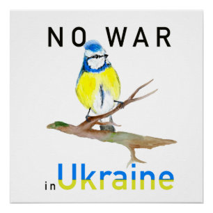 Watercolor bird No war in Ukraine  Poster