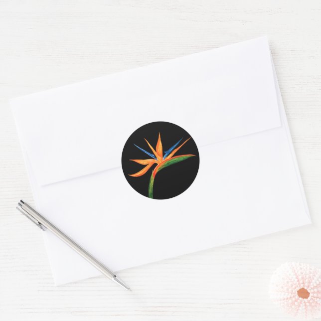 Watercolor Bird of Paradise Classic Round Sticker (Envelope)
