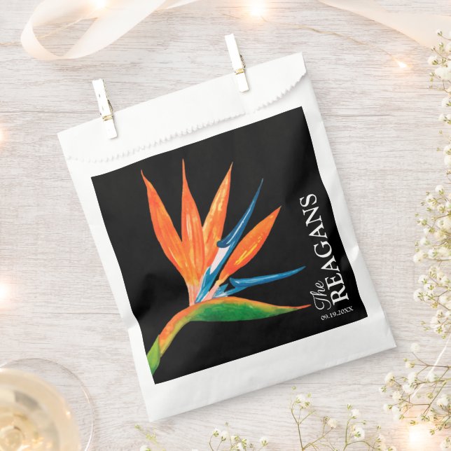 Watercolor Bird of Paradise Custom Favour Bags (Clipped)