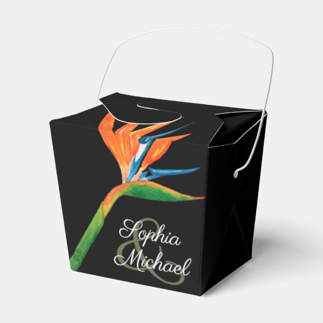 Watercolor Bird of Paradise Favour Box (Front Side)