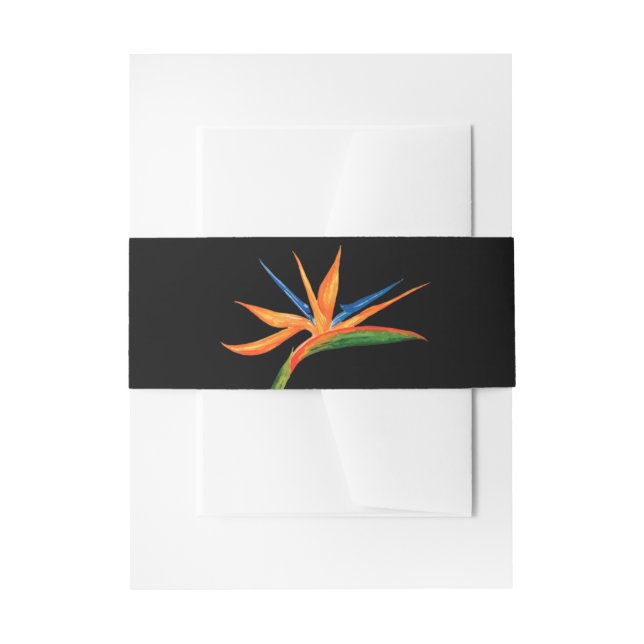 Watercolor Bird of Paradise Invitation Belly Band (Front Example)