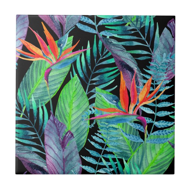 Watercolor Bird Of Paradise Tile (Front)