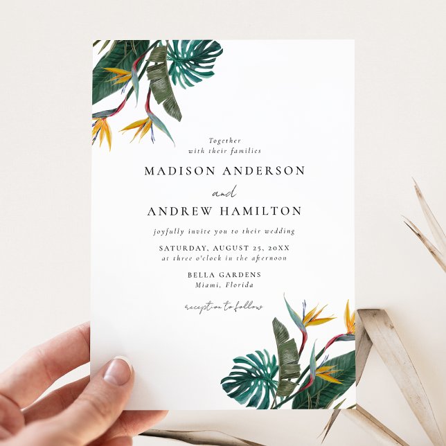 Watercolor Bird of Paradise Wedding Invitation (Creator Uploaded)