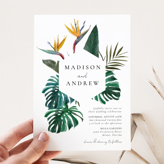 Watercolor Bird of Paradise Wedding Invitation (Creator Uploaded)