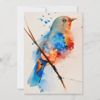 Watercolor Bird Painting Canvas Wall Art Blue Bird
