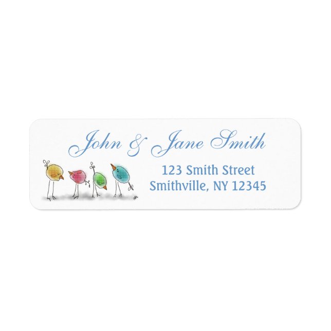 Watercolor Birds Address Label (Front)