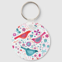 Watercolor Birds and Flowers Colourful Painting