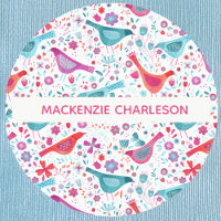 Watercolor Birds and Flowers Custom Name Labels