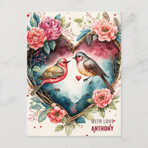 Watercolor Birds  Holiday Postcard