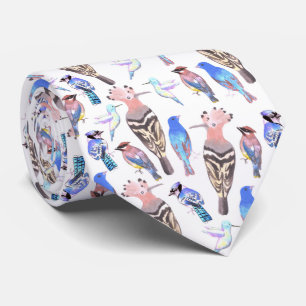 watercolor birds in tetrad colour scheme seamless tie