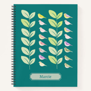 Watercolor Birds & Leaves Notebook