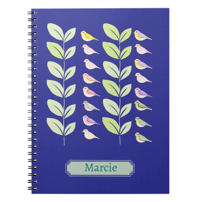 Watercolor Birds & Leaves Notebook (Front)