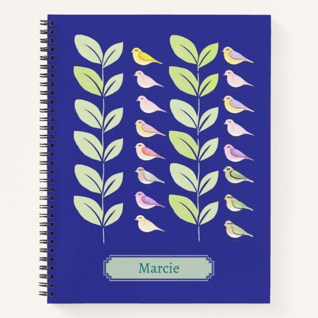 Watercolor Birds & Leaves Notebook (Front)
