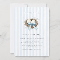Watercolor Birds Nest Blue Bow Nesting Party