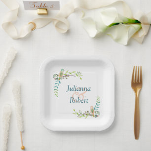 Watercolor birds paper plates