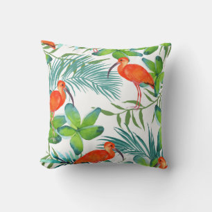 Watercolor birds: vintage seamless pattern. cushion