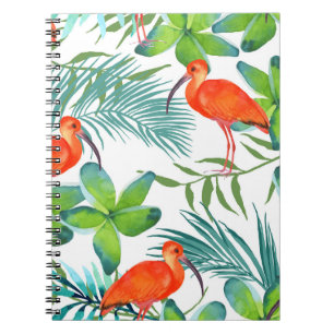 Watercolor birds: vintage seamless pattern. notebook