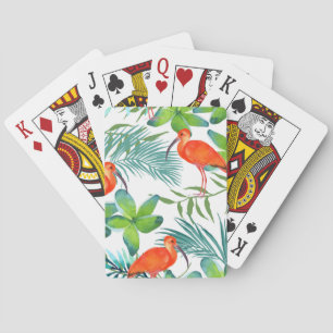 Watercolor birds: vintage seamless pattern. playing cards