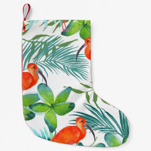 Watercolor birds: vintage seamless pattern. small christmas stocking