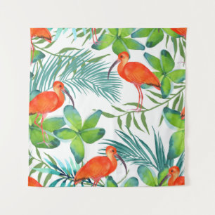Watercolor birds: vintage seamless pattern. tapestry