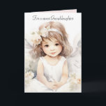Watercolor Birthday Angel Girl For Granddaughter Card<br><div class="desc">Watercolor angel girl with roses on white for granddaughter's birthday.
Text can be edited.</div>