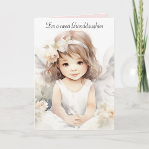 Watercolor Birthday Angel Girl For Granddaughter Card