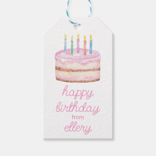 Watercolor Birthday Cake & Confetti Gift Tags